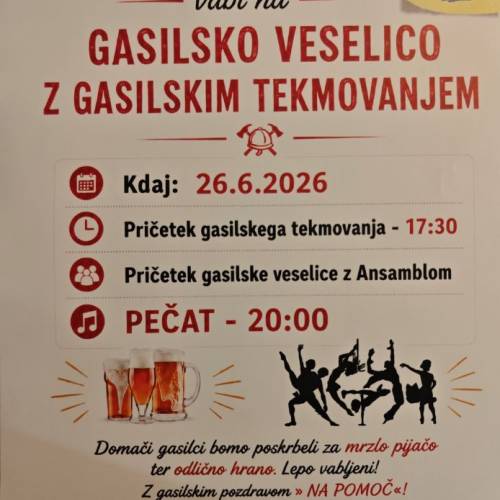 PGD Ševnica - razpis za pokalno tekmovanje 26. 6. 2026