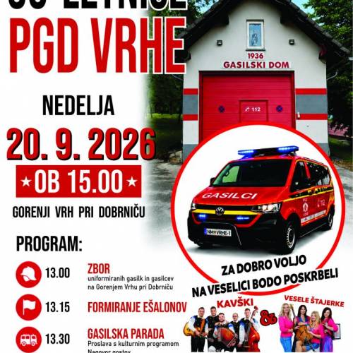 PGD VRHE - praznovanje 90-letnice 20. 9. 2026
